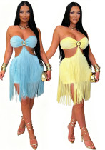 Women's Strapless Fringe Mini Club Party Dress Women's Strapless Fringe Mini Club Party Dress