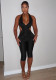 Autumn Women's Solid Color Sexy Sleeveless Halter Neck Cross V-Neck Slim Jumpsuit