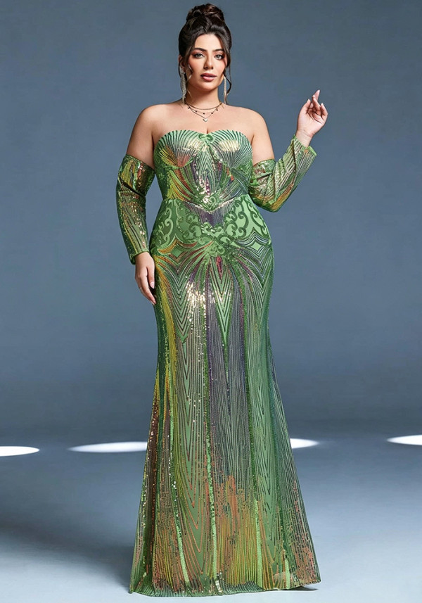 Women's Chic Luxury Strapless Formal Party Evening Gown