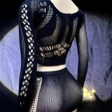 Sexy Cut-Out Bodycon Mesh Lingerie Skirt Set