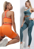 Women fitness fitted knitting tank top yoga running yoga shorts/pants