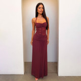 Women Halter Neck Mesh See-Through Summer Yellow Holidays Maxi Dress