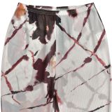 Printed Mesh See-Through Long Sleeve Crop Top & Slim Fit Flared Pants Two-Piece Set