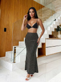 Sexy Beaded Tank Top & Bodycon Mermaid Skirt Two-Piece Set
