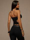 Women Halter Neck Stretchy Beaded Top and Pant