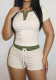 Women Summer Color Block Button-Up Collar Short-Sleeve Top and Shorts Casual Two-Piece Set