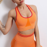 Women fitness fitted knitting tank top yoga running yoga shorts/pants