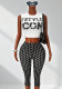 Women's Color Block Polka Dot Sleeveless Crop Top & Cropped Pants Tight Fitting Two-Piece Set