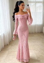 Autumn/Winter Women's Off Shoulder Long Sleeve Lace Bodycon Evening Dress Autumn/Winter Women's Off Shoulder Long Sleeve Lace Bodycon Evening Dress
