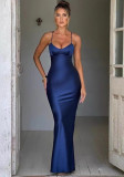 Women sexy backless lace-up maxi dress