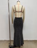 Sexy Beaded Tank Top & Bodycon Mermaid Skirt Two-Piece Set