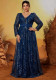 Plus Size Women's V-Neck Long Sleeve Formal Evening Dress