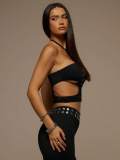 Women Halter Neck Stretchy Beaded Top and Pant