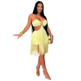 Women's Strapless Fringe Mini Club Party Dress