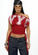 Women's Slash Shoulder Letter Print Ruched Sexy T-Shirt
