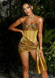 Women spring sexy strapless irregular patchwork bodycon bodysuit