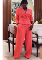 Summer Plus Size Women's Blazer & Straight Leg Pants Business Two-Piece Suit Summer Plus Size Women's Blazer & Straight Leg Pants Business Two-Piece Suit