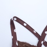 Women Polka Dot Lace Bra Wide Shoulder Strap Sexy Mini Dress