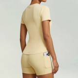 Women Spring T-Shirt and Shorts Yoga Two-Piece Set