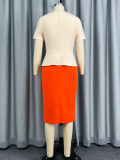 Women Summer Color Block Short-Sleeved Floral Bodycon Dress