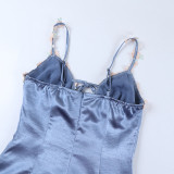 Women Lace Bow Halter French Sexy Backless Fishtail Dress