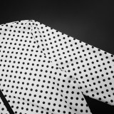 Women Polka Dot Print Long-Sleeved Zipper Top and Pants Two-Piece Set
