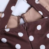 Women Polka Dot Lace Bra Wide Shoulder Strap Sexy Mini Dress