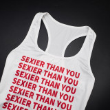 Women Letter Print Sleeveless Vest Sexy Dress