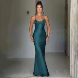 Women sexy backless lace-up maxi dress
