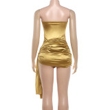 Women spring sexy strapless irregular patchwork bodycon bodysuit