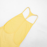 Women Autumn Solid Casual Sleeveless Backless Halter Fishtail Dress