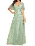Women V-Neck Sequin Mesh Formal Party Dress（Processing time need 3-6 days）