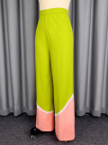 Women Casual Color Block Pants