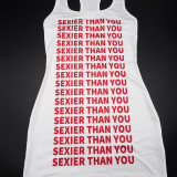 Women Letter Print Sleeveless Vest Sexy Dress