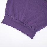 Women Autumn Round Neck Long-Sleeved Hoodies and Drawstring Skirt Two-Piece Set
