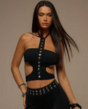 Women Halter Neck Stretchy Beaded Top and Pant