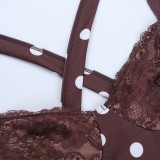 Women Polka Dot Lace Bra Wide Shoulder Strap Sexy Mini Dress
