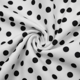 Women Polka Dot Print Long-Sleeved Zipper Top and Pants Two-Piece Set