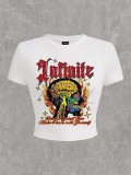 Street Style Printed Cropped T-Shirt