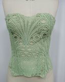 Women's Mesh Cutout Irregular Double-Layer Lace Tight Fitting Corset Top