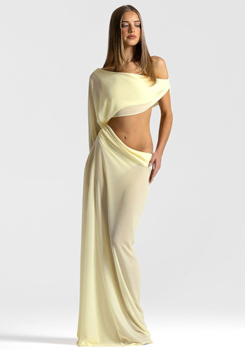 Summer Women's Holidays Sexy Chiffon Patchwork Slash Shoulder Dress