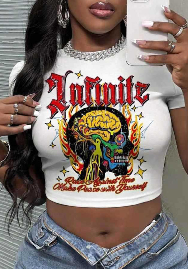 Street Style Printed Cropped T-Shirt