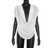 Summer Women's Fashion Career Deep V Cowl Neck Short Sleeve T-Shirt