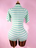 Women's Sexy Ribbed Deep V-Neck Romper
