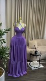 Summer Women's Chic Elegant Ruched High Waist Strap Maxi Dress