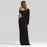 Summer Women's Holidays Sexy Chiffon Patchwork Slash Shoulder Dress