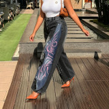 Asymmetrical Patchwork Paint Splatter Denim Pants
