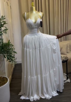 Summer Women's Chic Elegant Ruched High Waist Strap Maxi Dress Summer Women's Chic Elegant Ruched High Waist Strap Maxi Dress