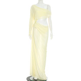 Summer Women's Holidays Sexy Chiffon Patchwork Slash Shoulder Dress