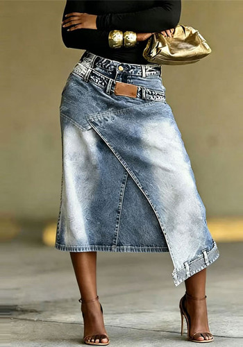 Summer Women's Fashion Casual Slit Denim Skirt